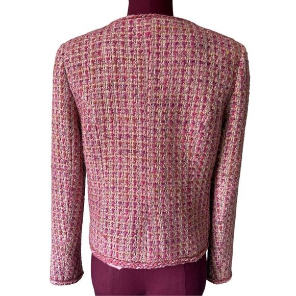By Anthropologie Slim Tweed Jacket Pink size S Blazer - Picture 4 of 15